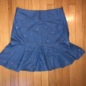 Blue mini skirt with pearls